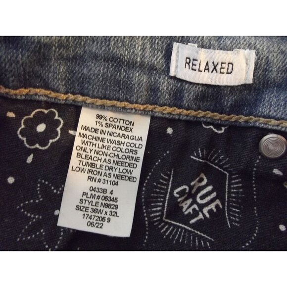 True Craft Jeans Mens 36 x 32 Relaxed Straight Leg Stretch Blue Medium Wash - Picture 5 of 7